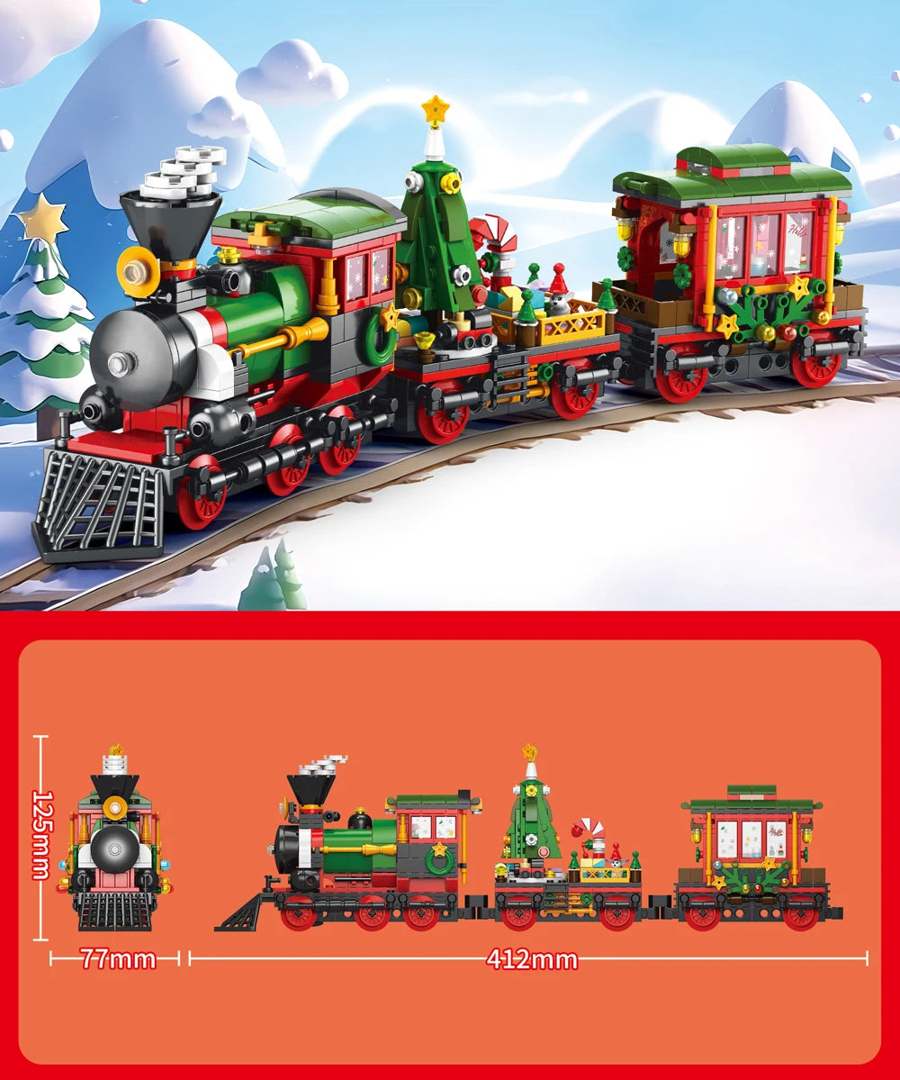 Christmas Train Christmas Tree Elk Christmas House Building Blocks Xmas Tree Decor For Kids