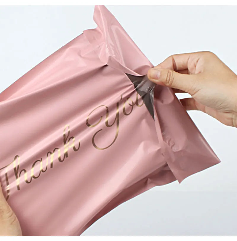 INPLUSTOP Pink Poly Express Mailing Pouch THANK YOU Clothing Opaque Courier Parcel Bag Envelope Logistics Storage Bags