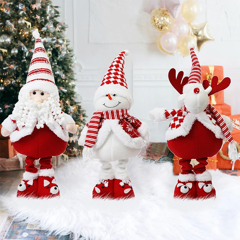 Christmas Doll Retractable Cartoon Santa Claus Snowman Elk Doll Christmas Decoration Gift for Xmas Tree Ornaments Navidad Gifts
