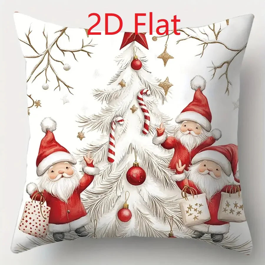 1pcs 2D Christmas Pillow Cover Xmas Party Decoration Xmas Holiday Santa Claus Pillow Cover Navidad Natal New Year Gift