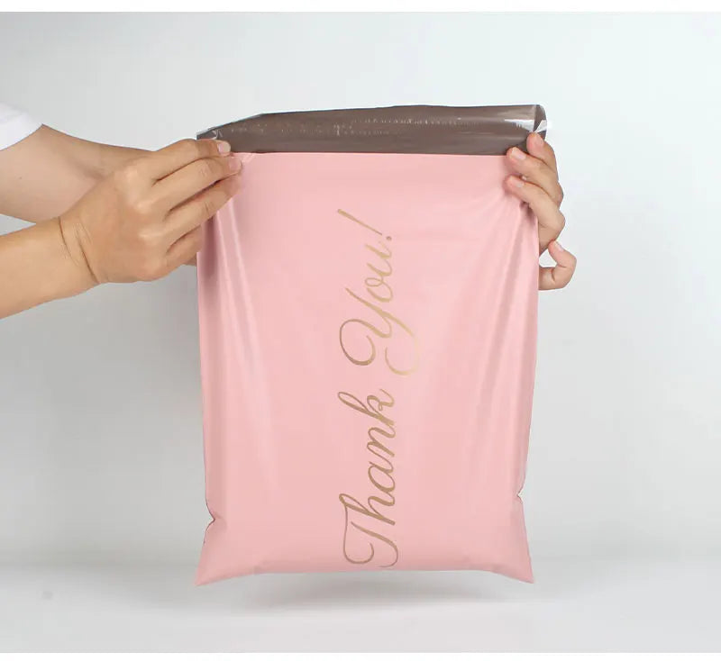 INPLUSTOP Pink Poly Express Mailing Pouch THANK YOU Clothing Opaque Courier Parcel Bag Envelope Logistics Storage Bags