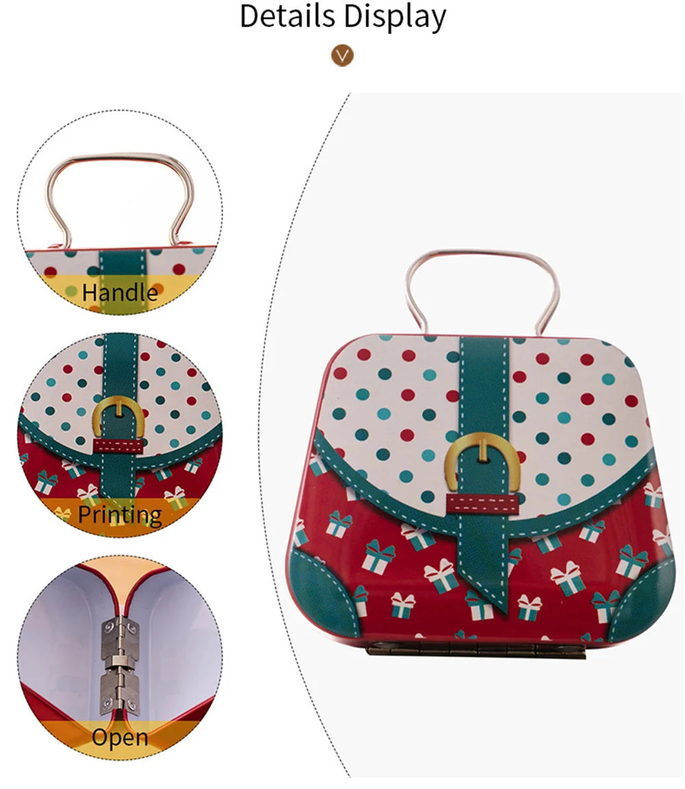 Christmas Decoration Metal Box Handbag Shape Tin Jar Jewelry