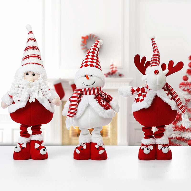 Christmas Doll Retractable Cartoon Santa Claus Snowman Elk Doll Christmas Decoration Gift for Xmas Tree Ornaments Navidad Gifts