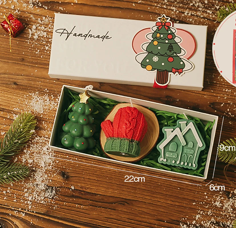 3Pcs/Pack Christmas Handmade Scented Candle Decor Cute Santa Snowman Elk Aromatherapy Candle