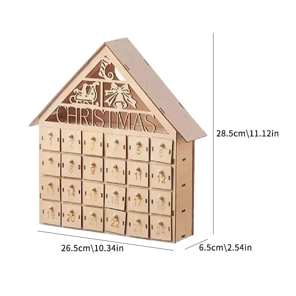 Christmas Advent Calendar 24 Days Countdown Decoration Reusable Detachable Wooden