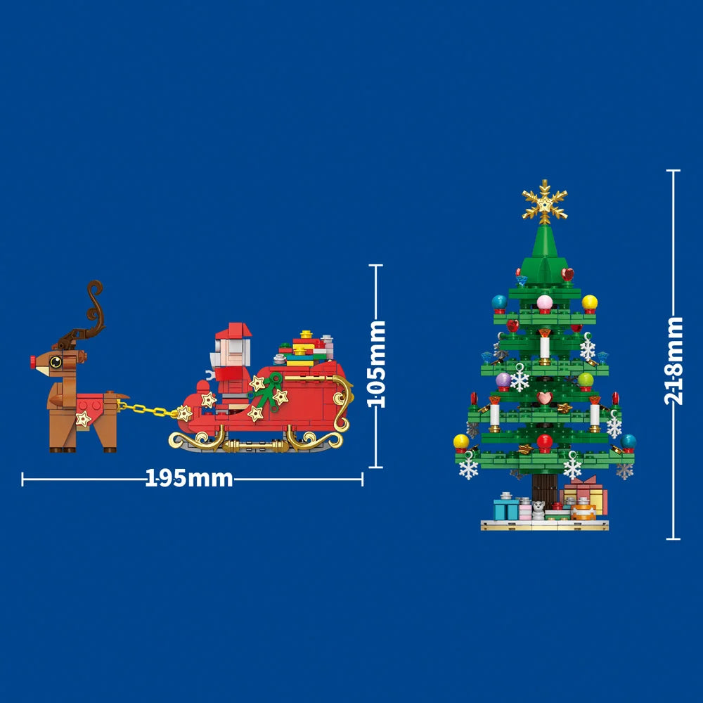 Christmas Train Christmas Tree Elk Christmas House Building Blocks Xmas Tree Decor For Kids